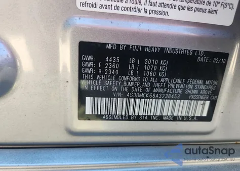 2010 Subaru Legacy 2.5I Limited from USA, damaged, VIN 4S3BMCK68A3238453